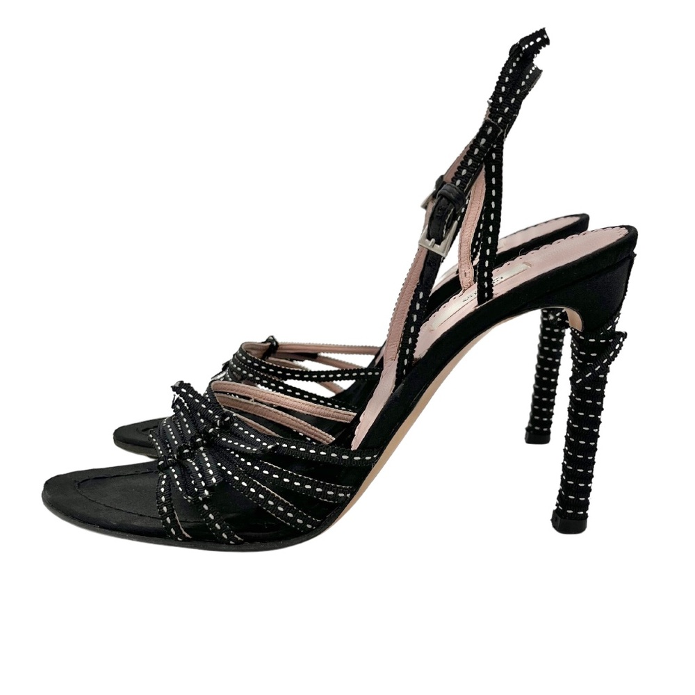 Vintage Prada Black Ribbon Slingback Bow Heels IT 36